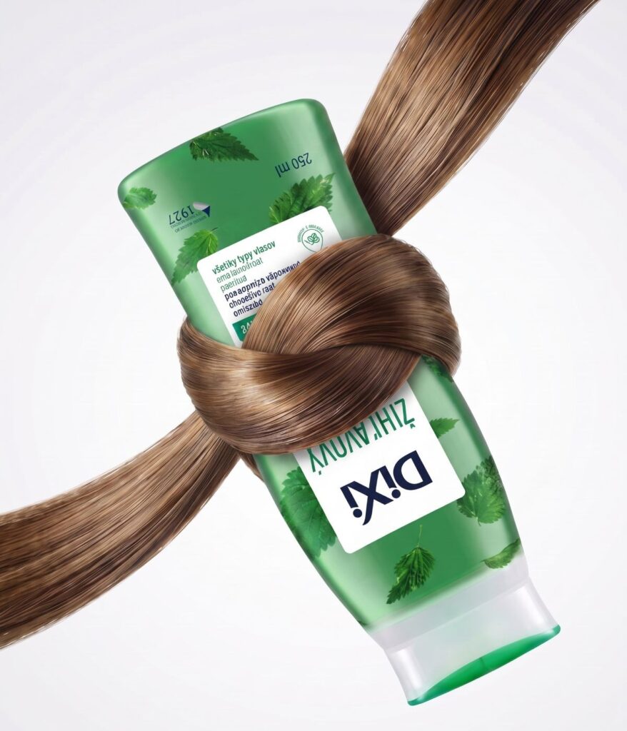 Visual promozionale AI dello shampoo DiXi per la collezione Natural Beauty.