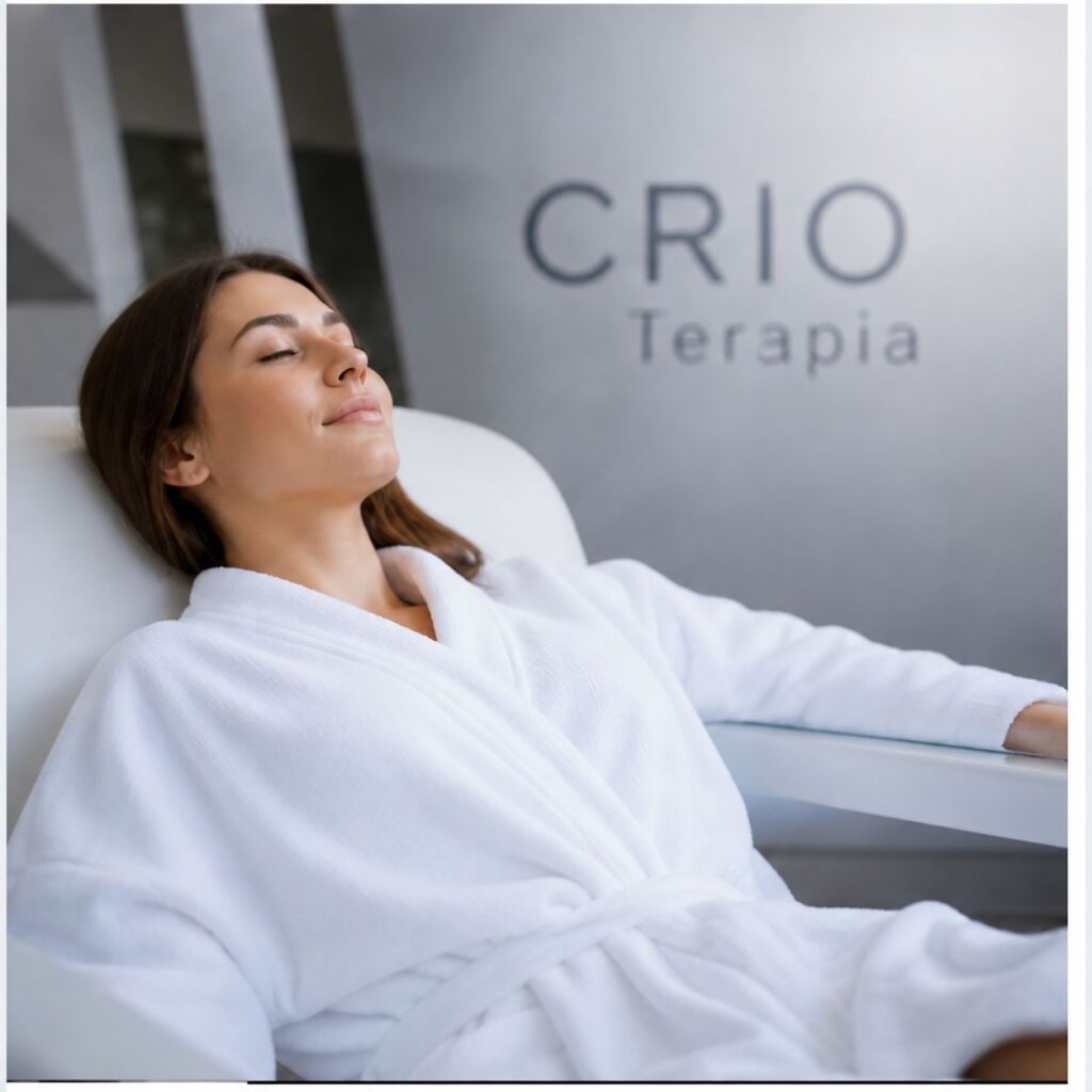 Visual pubblicitario AI per un servizio di crioterapia dedicato al benessere.