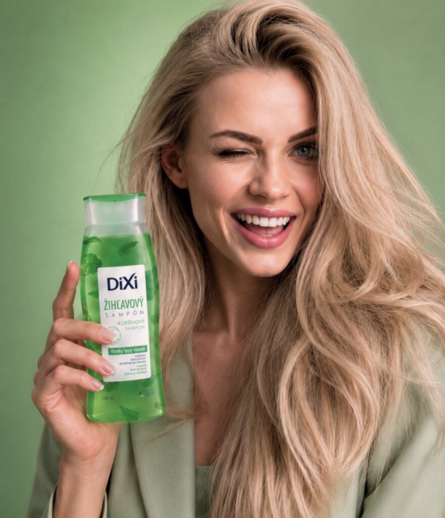 Visual AI del prodotto della linea DiXi Natural Beauty, shampoo all’ortica.